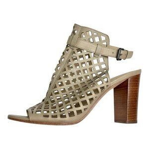 Womens Beige Cutout Block Heel Sandals By Via Spiga Size 8